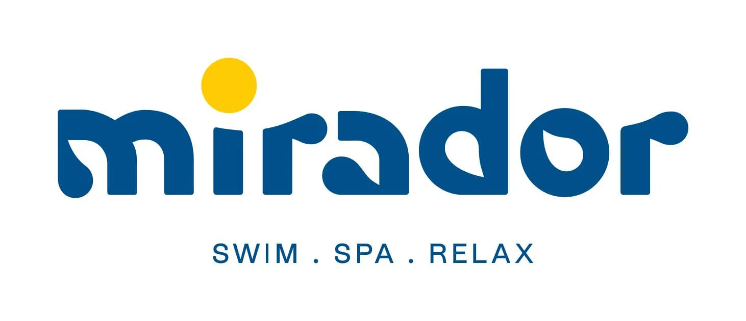 Logo von Mirador mit den Wörtern Schwimmen, Spa, Entspannen