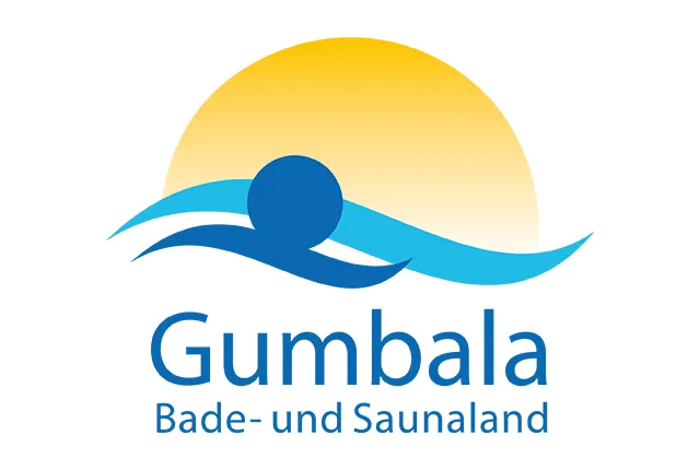 Logo von Gumbala mit Sonne und Wellenmotiven